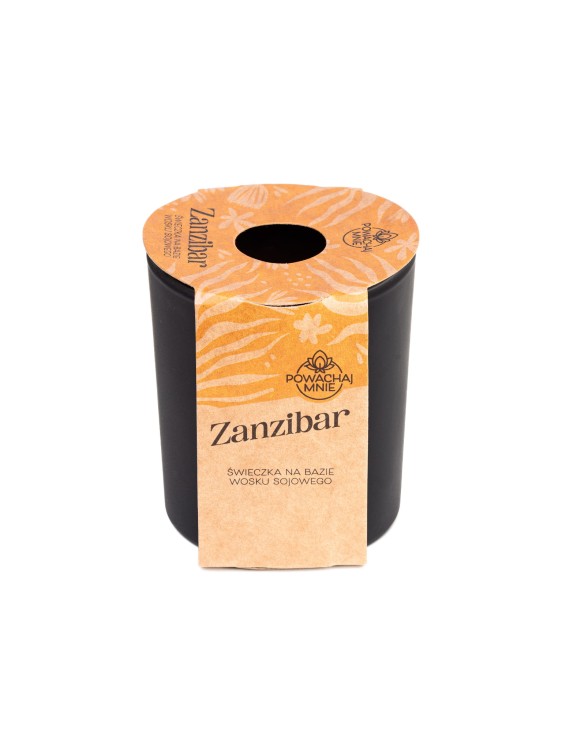 NATURALNA ŚWIECA SOJOWO-KOKOSOWA O ZAPACHU ZANZIBAR 130ML CZARNA