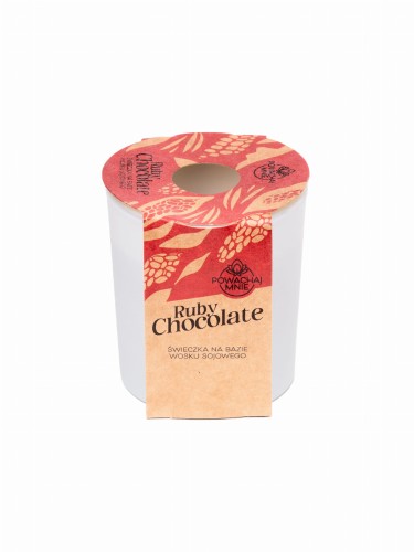 NATURALNA ŚWIECA SOJOWO-KOKOSOWA O ZAPACHU RUBY CHOCOLATE 130ML BIAŁA