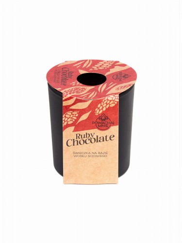 NATURALNA ŚWIECA SOJOWO-KOKOSOWA O ZAPACHU RUBY CHOCOLATE 130ML CZARNA
