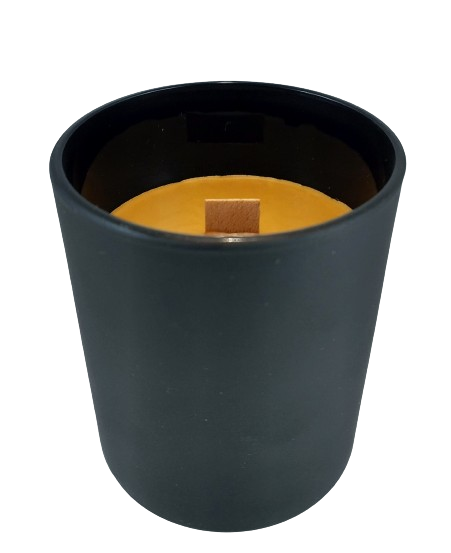 NATURALNA ŚWIECA SOJOWO-KOKOSOWA O ZAPACHU CARAMEL KARMEL 130ML CZARNA