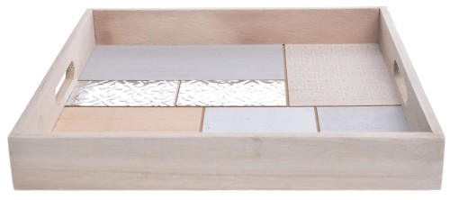 TACA BEŻOWO-SREBRNA 36X36X5.5CM