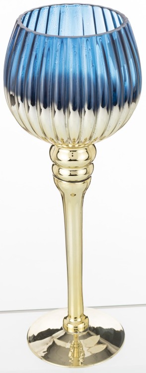 KIELICH SZKLANY NIEBIESKO-ZŁOTY 30CM