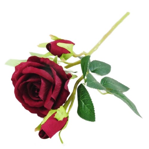 SZTUCZNA BORDOWA RÓŻA VELVET 37cm