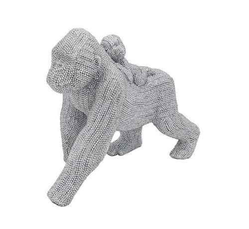 FIGURKA GORYL MAŁPA SREBRNA 25x13x20cm