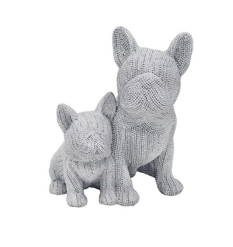 FIGURKA BULDOG FRANCUSKI SREBRNA 18x17x27 cm