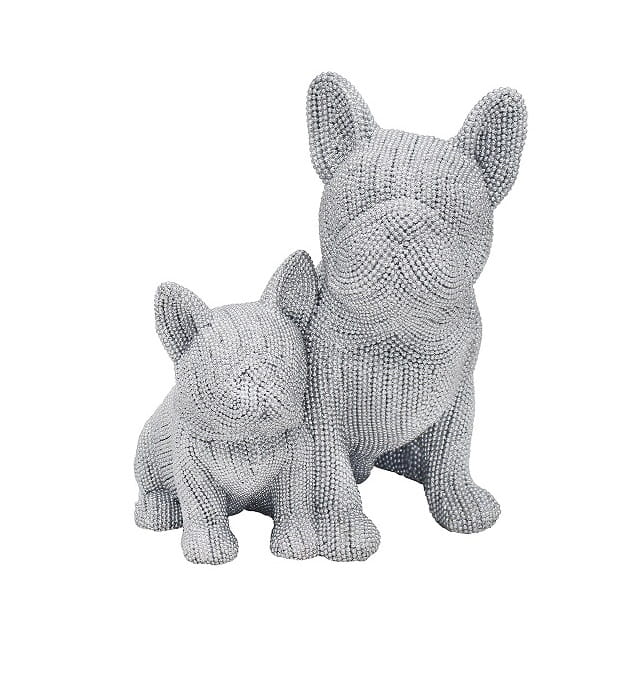 FIGURKA BULDOG FRANCUSKI SREBRNA 18x17x27 cm