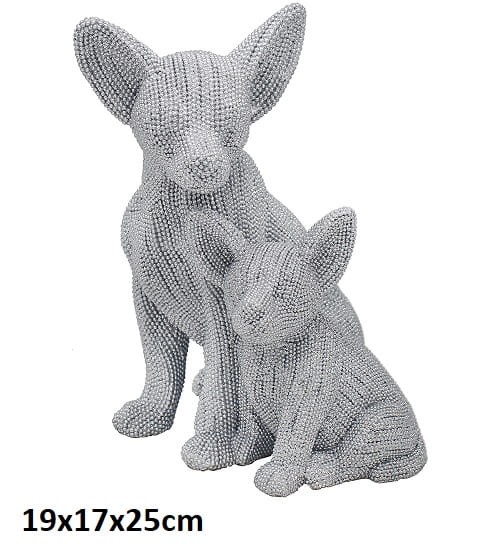 FIGURKA CHIHUAHUA SREBRNA 19x17x25cm
