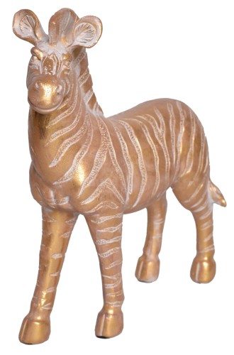 FIGURKA ZEBRA ZŁOTA DEKORACYJNA 22X7,5X24CM