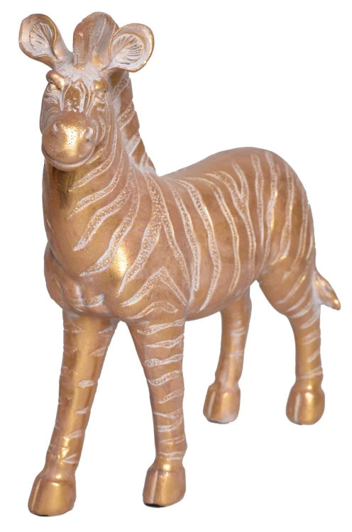 FIGURKA ZEBRA ZŁOTA DEKORACYJNA 22X7,5X24CM