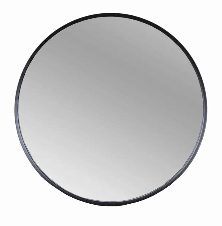 LUSTRO OKRĄGŁE Z METALOWĄ CZARNĄ RAMĄ FI40CM