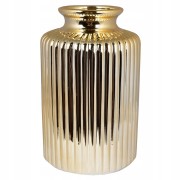 WAZON CERAMICZNY ZŁOTY W PRĄŻKI 16X16X26CM