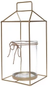 LATARNIA METALOWA ZŁOTA  DO ZAWIESZENIA 20X20X45CM