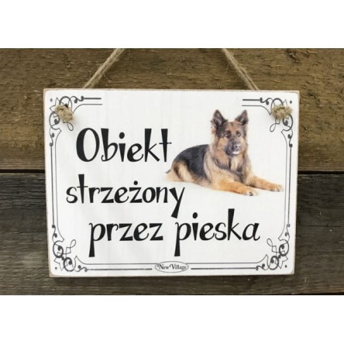 TABLICZKA DREWNIANA "OBIEKT STRZEŻONY..."19,5x14,5cm