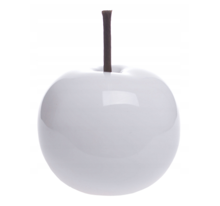 FIGURKA JABŁKO CERAMICZNE BIAŁE PERŁOWE H12