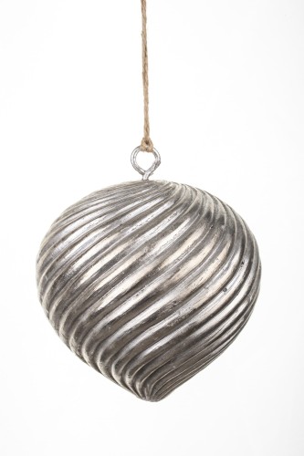 BOMBKA DEKORACJA WISZĄCA SREBRNA 13x11x11CM
