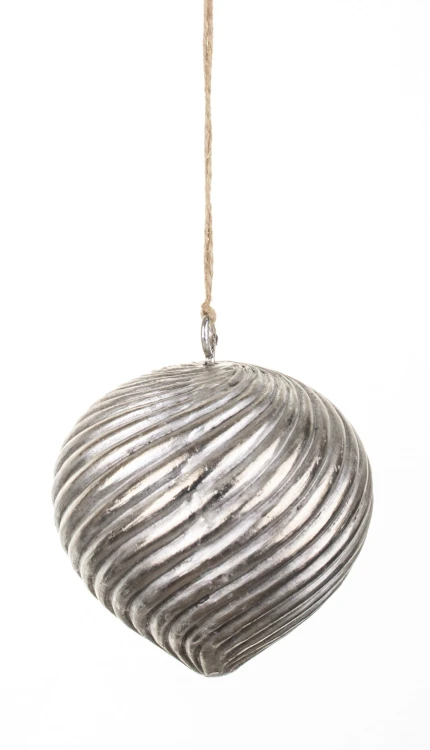 BOMBKA DEKORACJA WISZĄCA SREBRNA 13x11x11CM