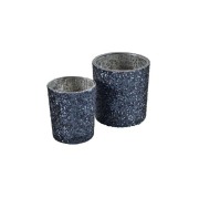 ŚWIECZNIK GRANATOWY BROKAT 7,2X8CM