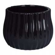 DONICZKA CERAMICZNA CZARNA KARBOWANA MAŁA 14X14X11