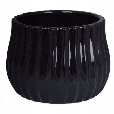 DONICZKA CERAMICZNA CZARNA KARBOWANA MAŁA 14X14X11