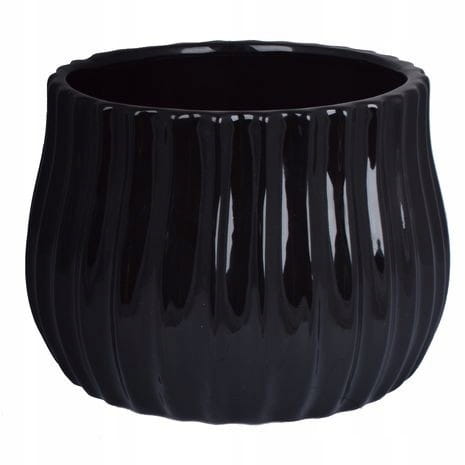 DONICZKA CERAMICZNA CZARNA KARBOWANA MAŁA 14X14X11