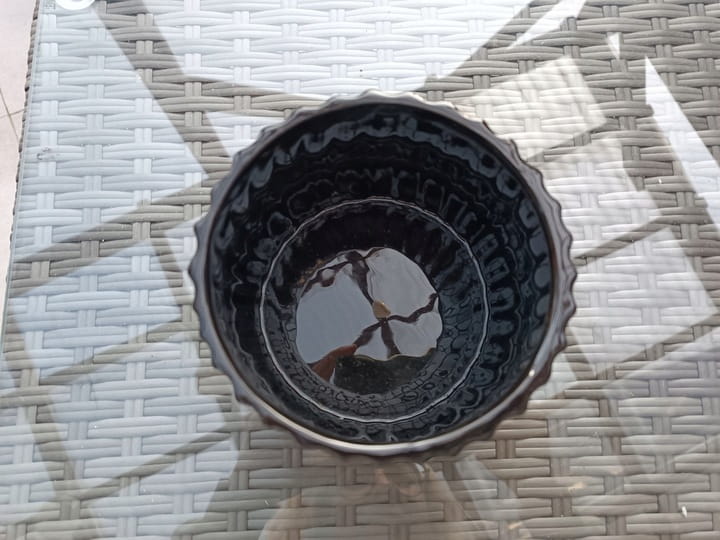 DONICZKA CERAMICZNA CZARNA KARBOWANA MAŁA 14X14X11
