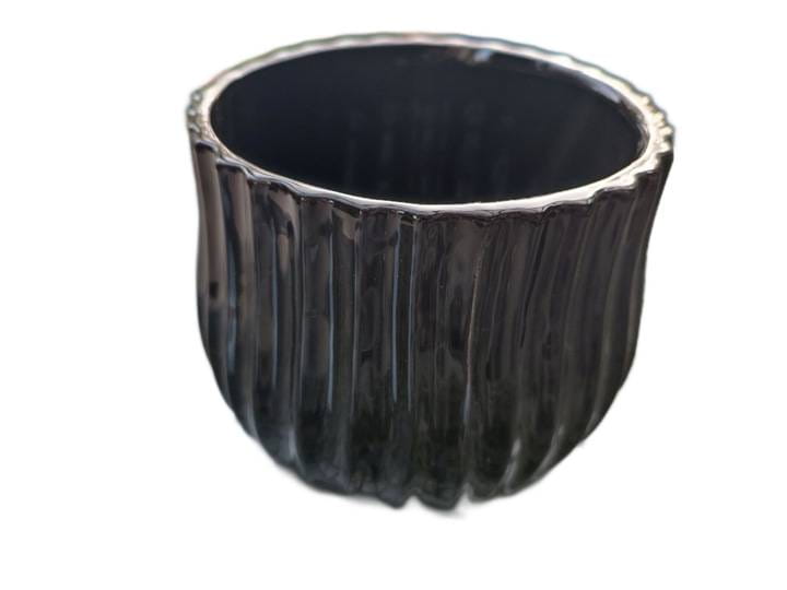 DONICZKA CERAMICZNA CZARNA KARBOWANA MAŁA 14X14X11