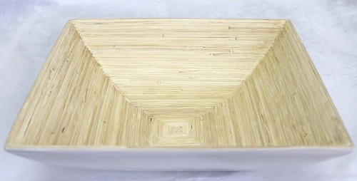 TACKA MISA BAMBUS KWADRAT BIAŁA 25X25X8CM