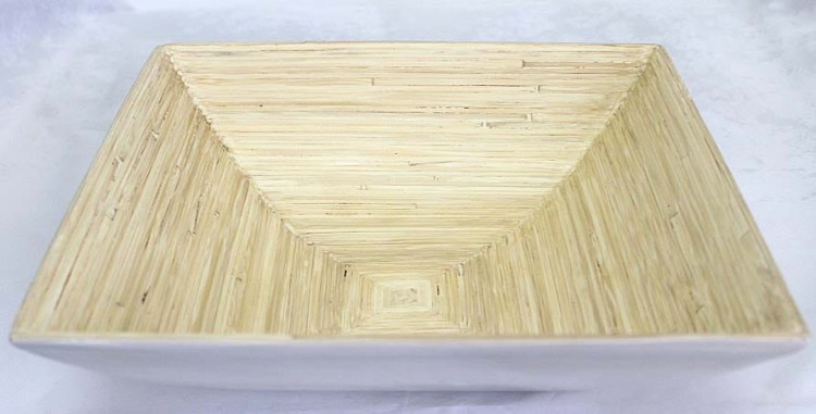 TACKA MISA BAMBUS KWADRAT BIAŁA 25X25X8CM