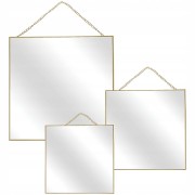 ZESTAW 3 KWADRATOWYCH LUSTER NA ŁAŃCUSZKU GOLD 17x17,22x22,27x27