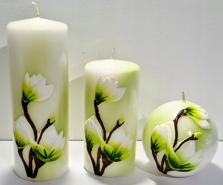 ŚWIECA PIEŃKOWA 115/70 IRIS MAGNOLIA BIAŁY/ZIELONY