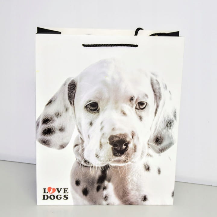 TOREBKA UPOMINKOWA "I LOVE DOGS" 4 wzory ROZM. M 32X26X10cm
