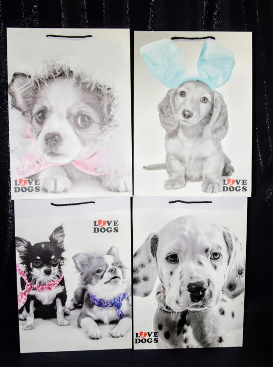 TOREBKA UPOMINKOWA "I LOVE DOGS" 4 wzory ROZM. M 32X26X10cm