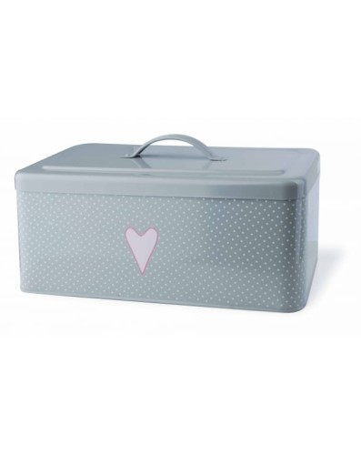 CHLEBAK METAL 31X18X13CM SZARY Z SERCEM