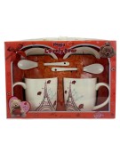 KOMPLET DWÓCH KUBKÓW Z ŁYŻECZKĄ I PRZYKRYWKĄ