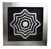 OGROMNY OBRAZ W SREBRNEJ RAMIE Z KWIATKIEM 90X90X6