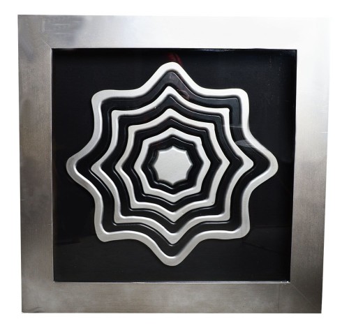 OGROMNY OBRAZ W SREBRNEJ RAMIE Z KWIATKIEM 90X90X6
