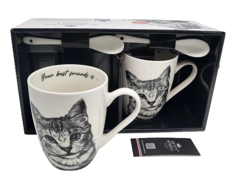 KUBEK PORCELANOWY KOT AMERYKAŃSKI - KPL. 2 SZT