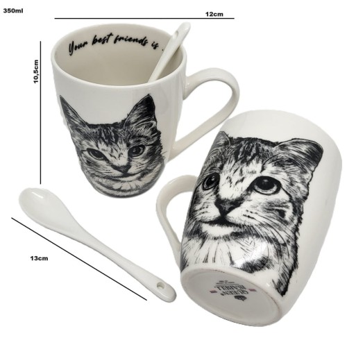 KUBEK PORCELANOWY KOT AMERYKAŃSKI - KPL. 2 SZT