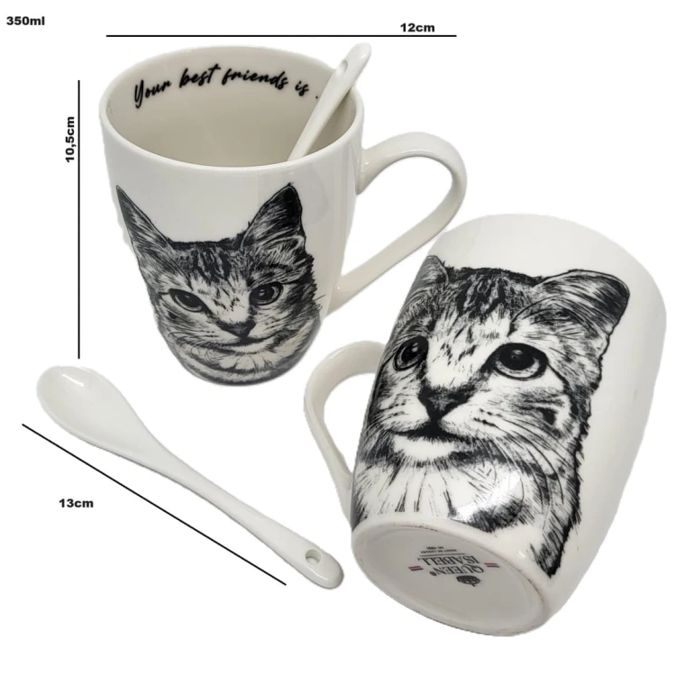 KUBEK PORCELANOWY KOT AMERYKAŃSKI - KPL. 2 SZT