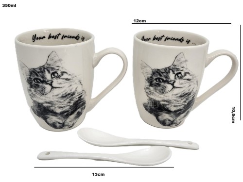 KUBEK PORCELANOWY KOT SYBERYJSKI - KPL 2SZT