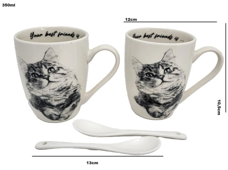 KUBEK PORCELANOWY KOT SYBERYJSKI - KPL 2SZT