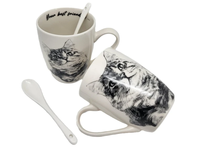 KUBEK PORCELANOWY KOT SYBERYJSKI - KPL 2SZT