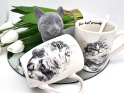 KUBEK PORCELANOWY KOT SYBERYJSKI - KPL 2SZT
