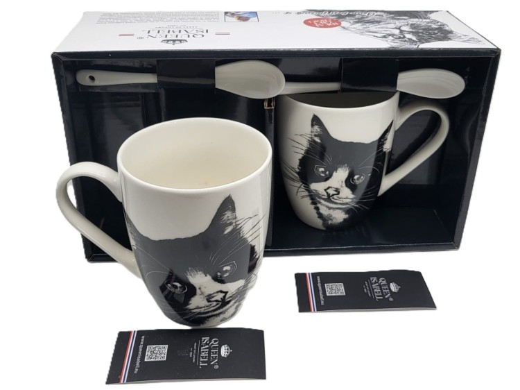 KUBEK PORCELANOWY KOT EUROPEJSKI - KPL. 2 SZT