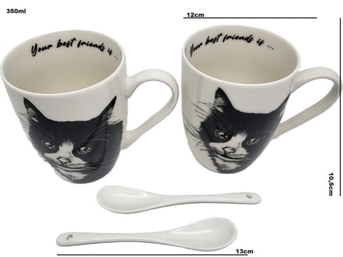 KUBEK PORCELANOWY KOT EUROPEJSKI - KPL. 2 SZT