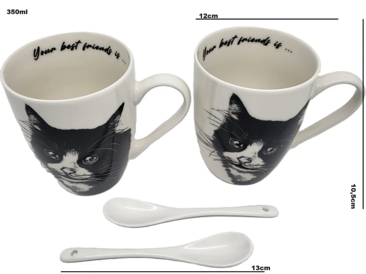 KUBEK PORCELANOWY KOT EUROPEJSKI - KPL. 2 SZT