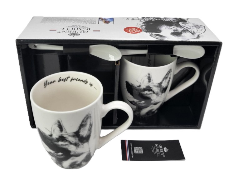 KUBEK PORCELANOWY OWCZAREK NIEMIECKI - KPL. 2 SZT