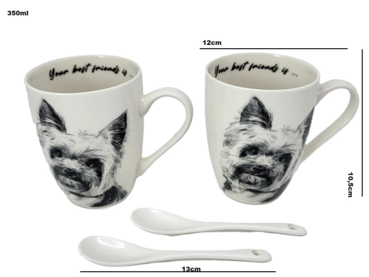 KUBEK PORCELANOWY Yorkshire Terier - KPL. 2 SZT