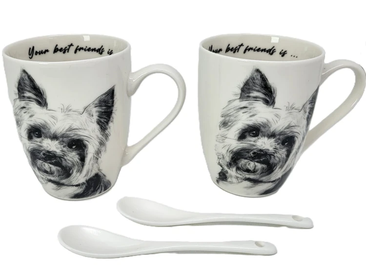 KUBEK PORCELANOWY Yorkshire Terier - KPL. 2 SZT