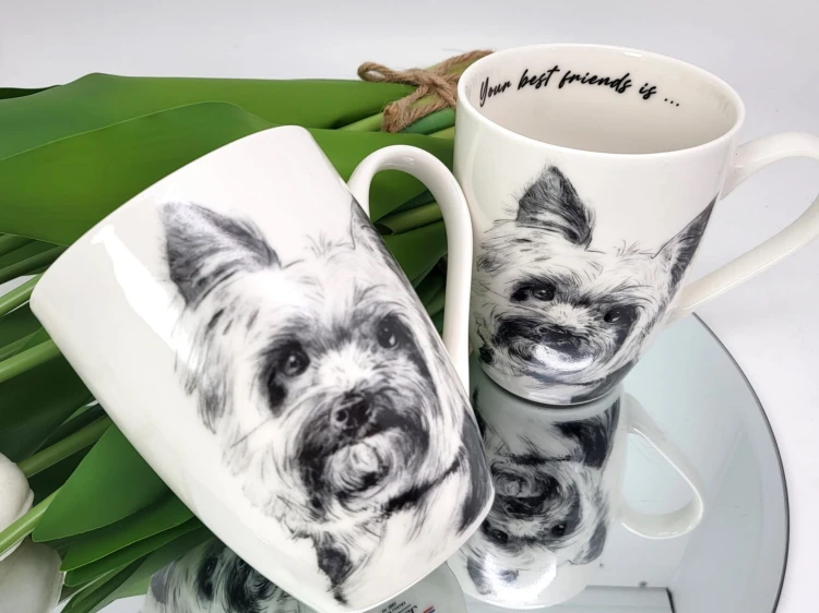 KUBEK PORCELANOWY Yorkshire Terier - KPL. 2 SZT